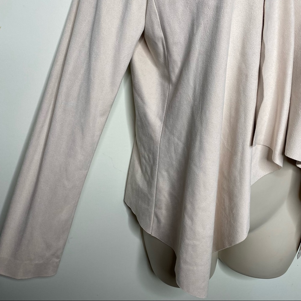 Zara Basic Open Front Drape Jacket Faux Suede Cre… - image 5